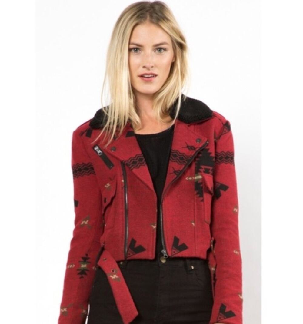 Capulet Moto Jacket Rust Moto Black Quilted Lining Womens Red XS